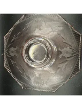 None | Dining | Pink Depression Glass Pedestal Cake Stand Etched Floral ...